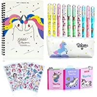25 Piezas Bolígrafo Regalos de Unicornio para Niñas- Set de Papelería y Estuche Escolar y Cuaderno Libreta de Notas y…